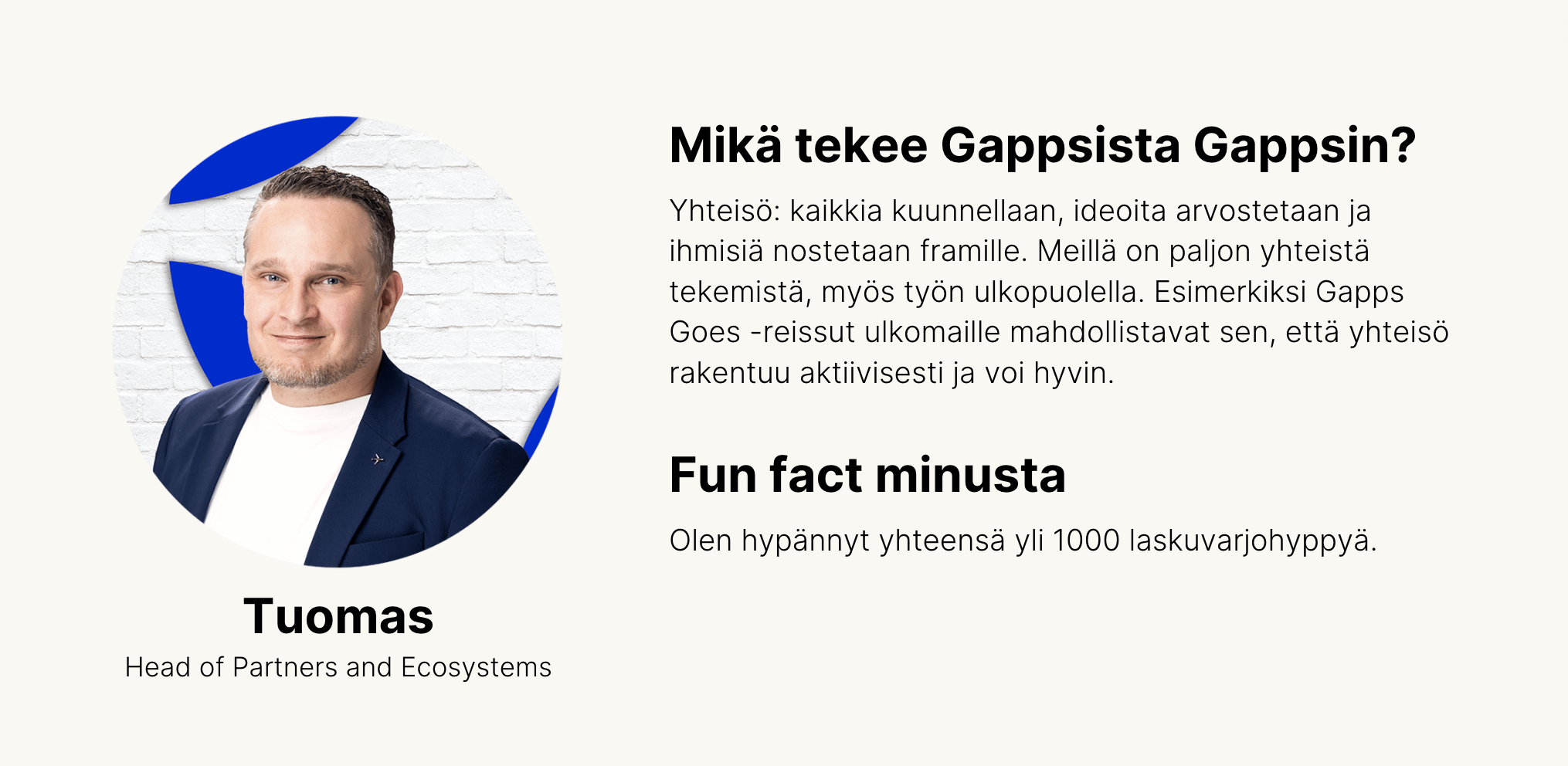 Gappsin paluumuuttaja Tuomas